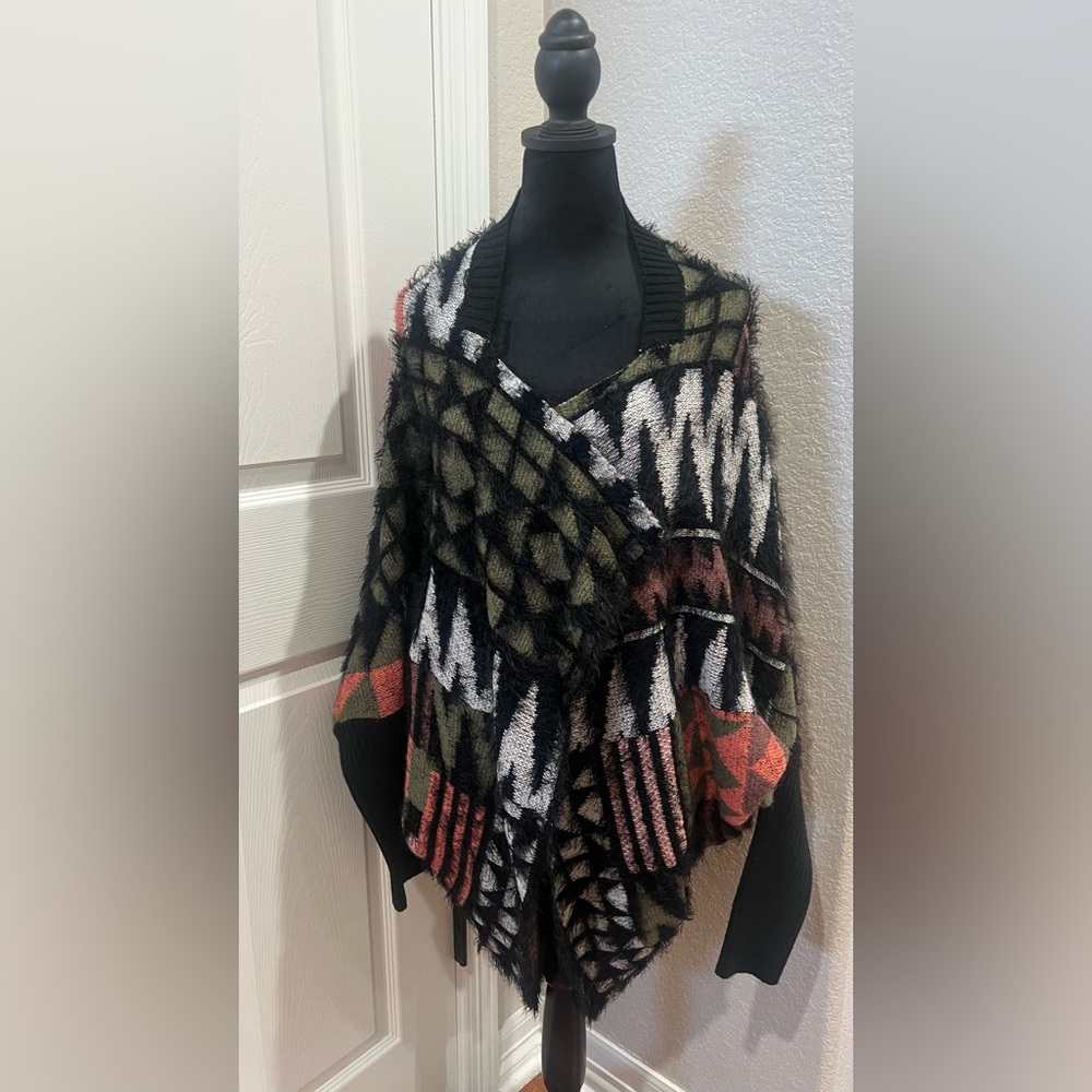 Aztec Print Cardigan Wrap Sweater Oversized LARGE/XL Max Sport